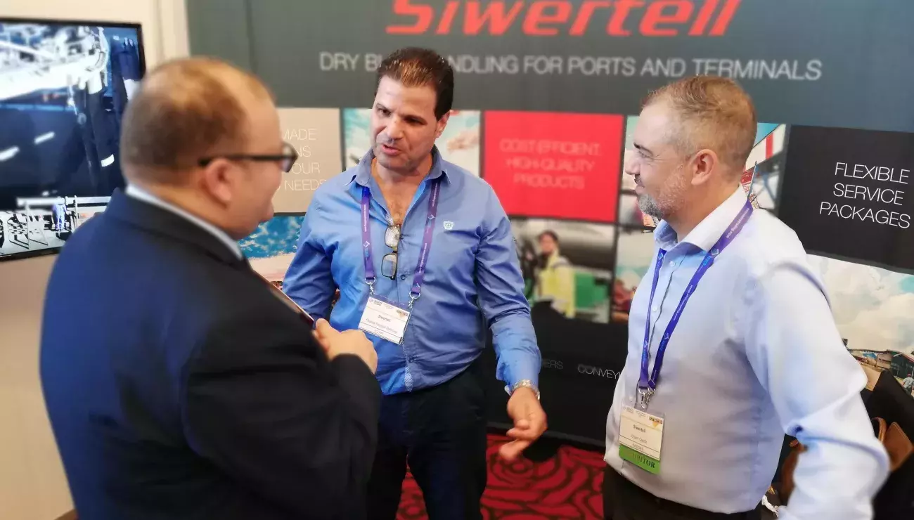 Siwertell representatives in stand at Intercem exhibition