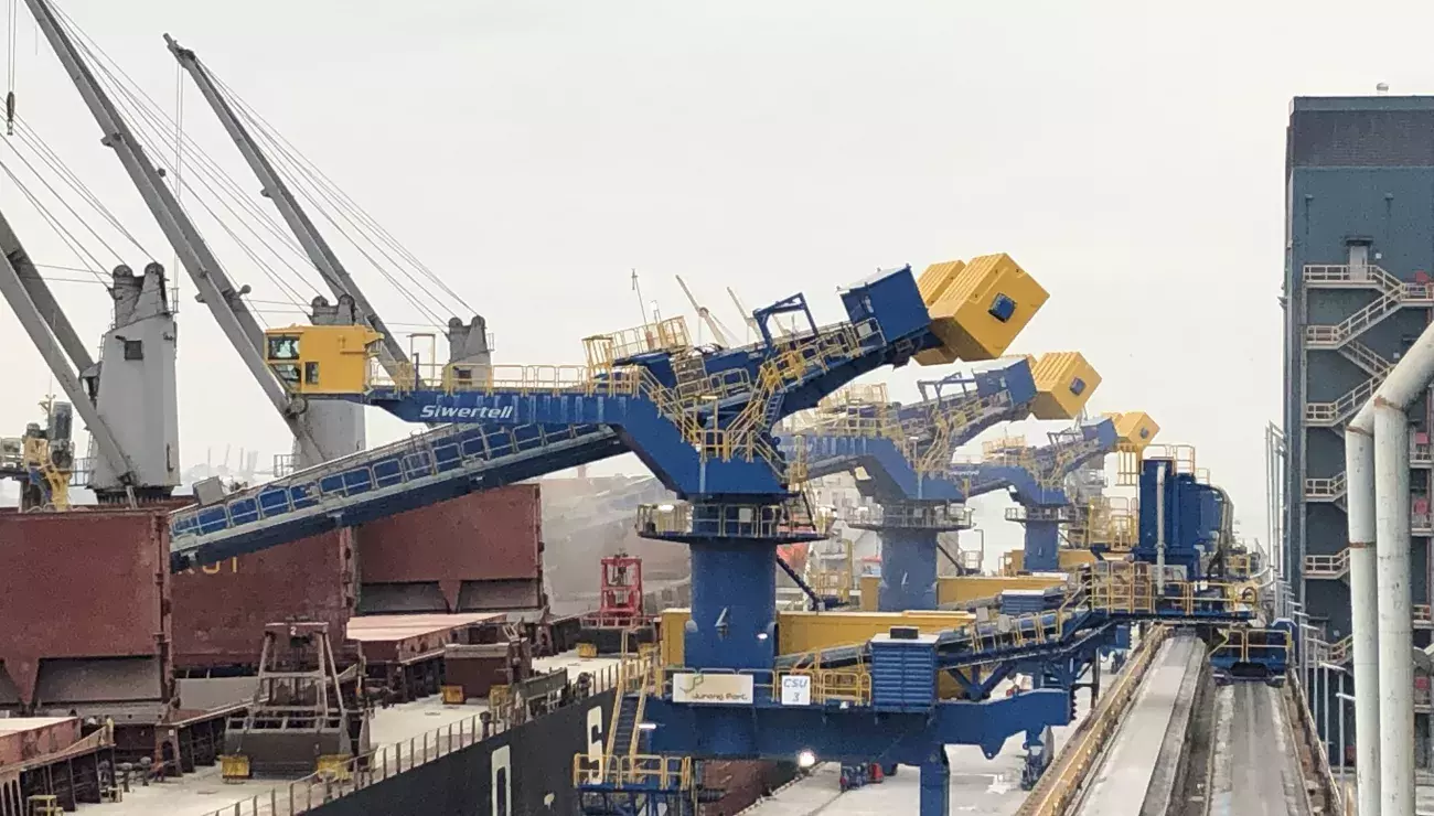 Three Siwertell unloaders at Jurong Port site