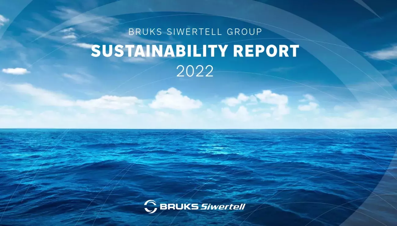 Sustainability report front cover ocean and text