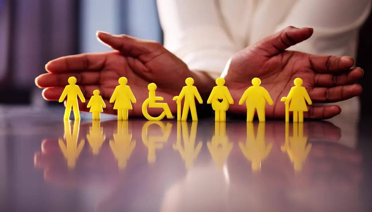 yellow figures of different kinds of people to highlight diversity and inclusion
