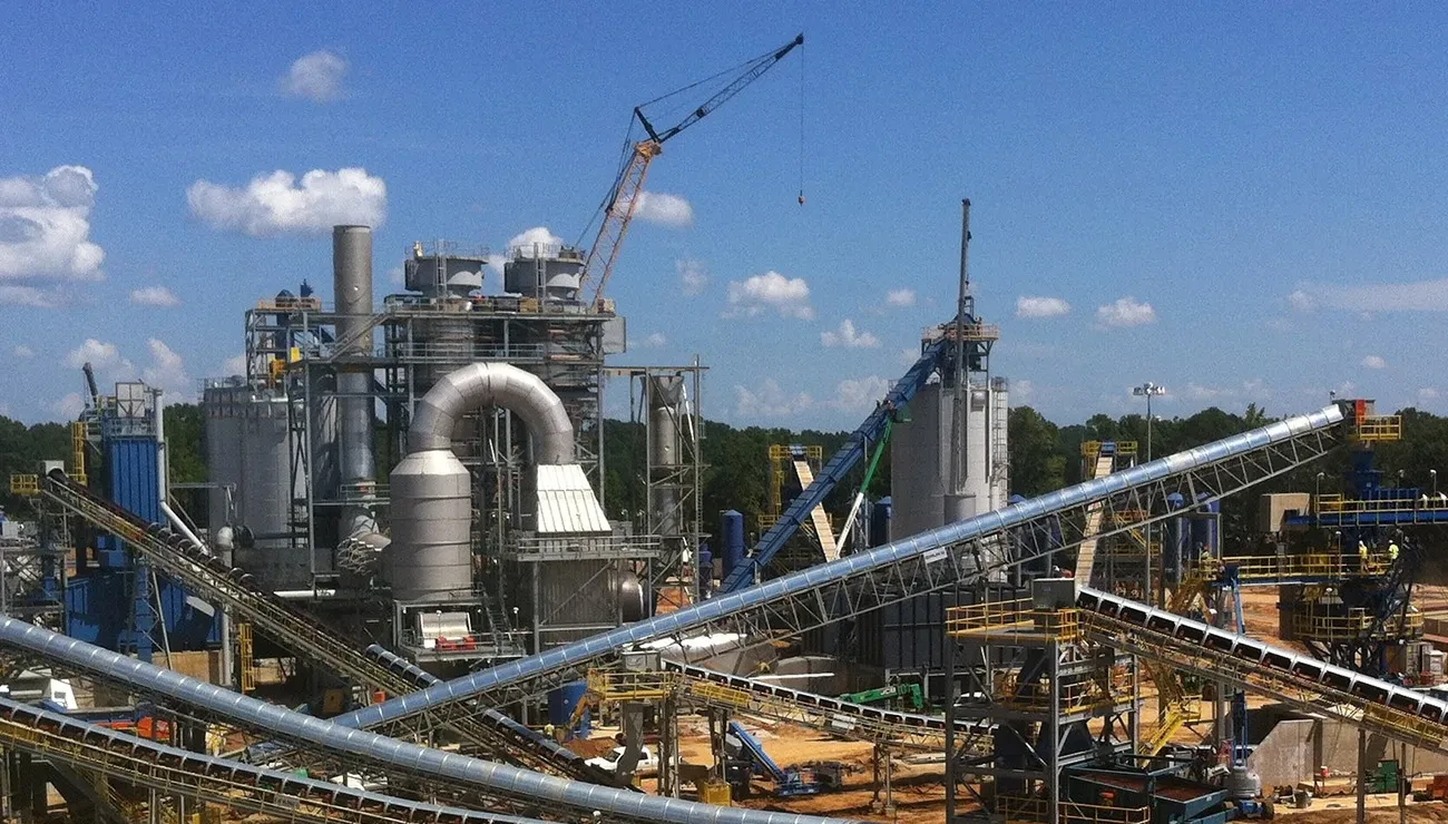 big factory with long conveying belts