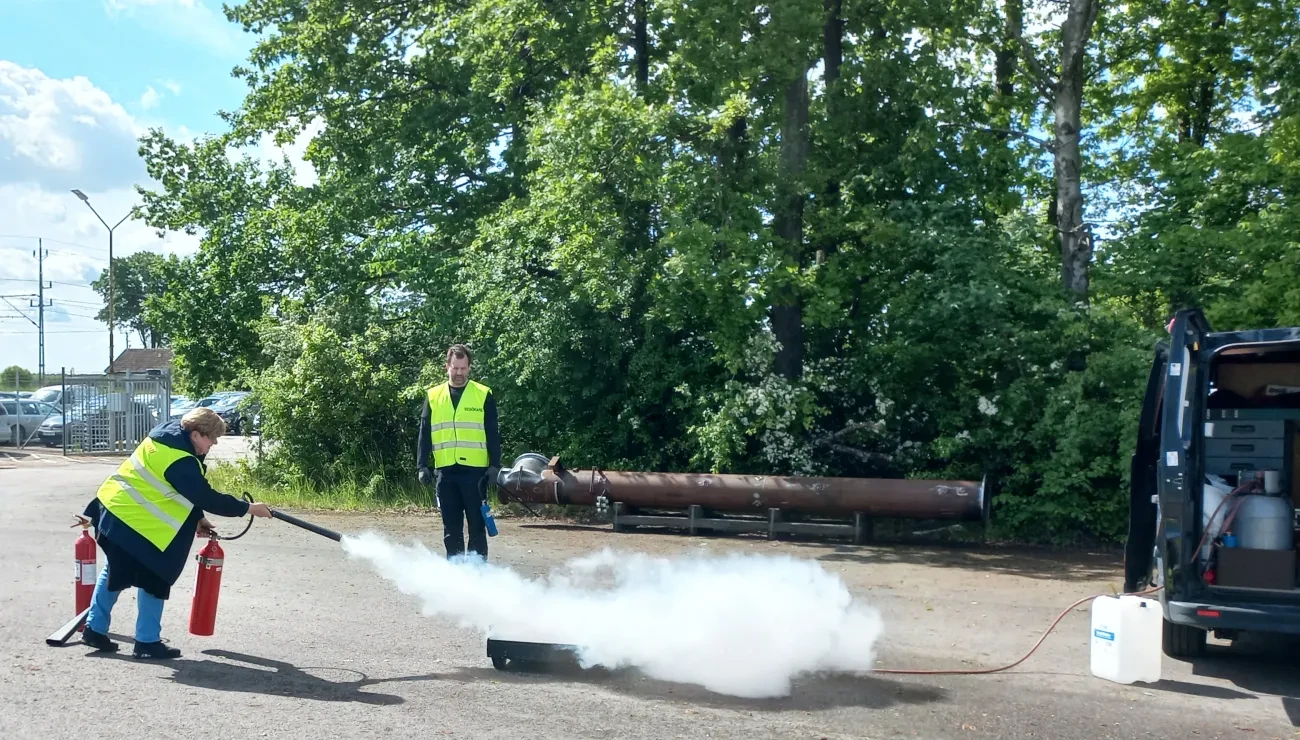 Fire safety training outside