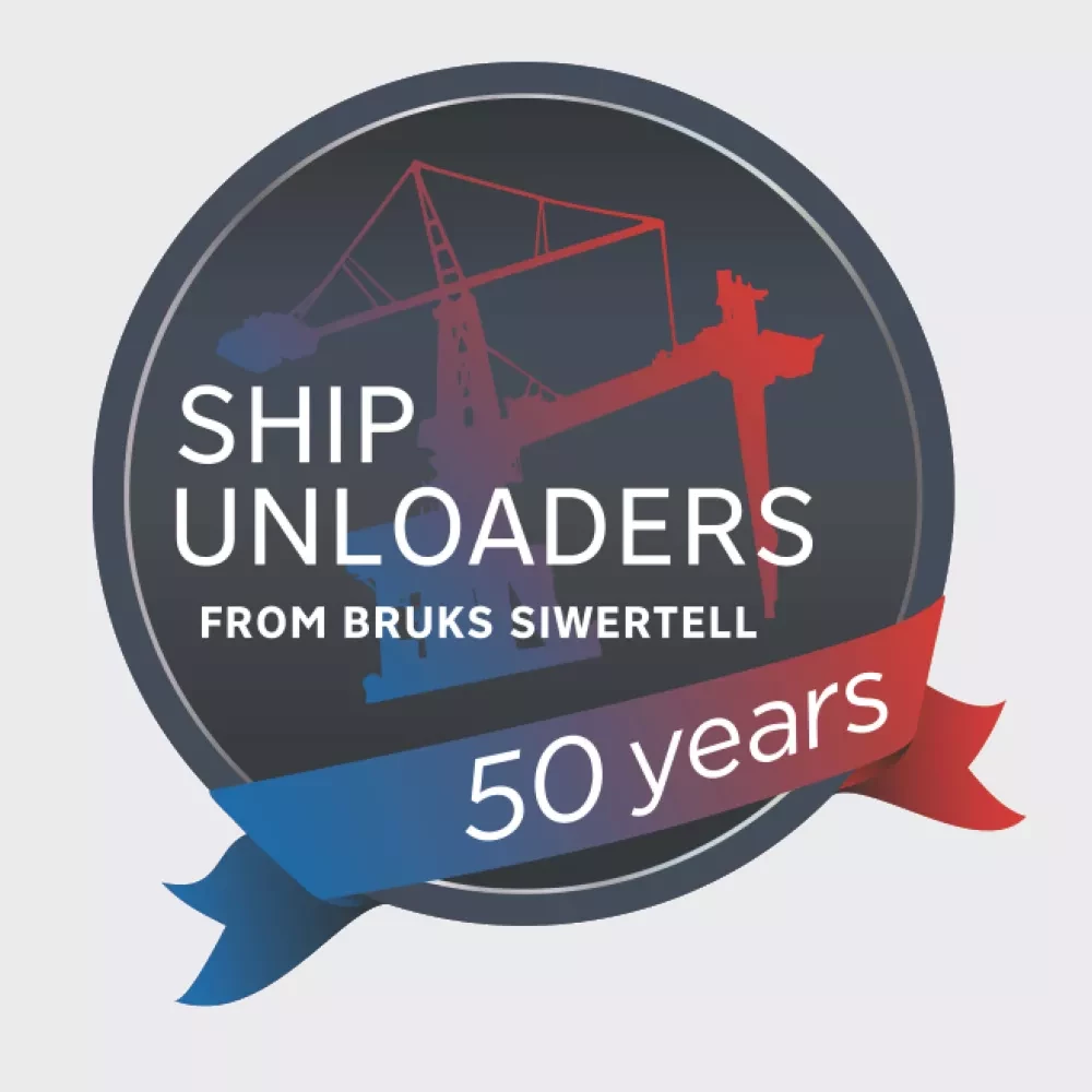 emblem with text ship unloaders from bruks siwertell 50 years