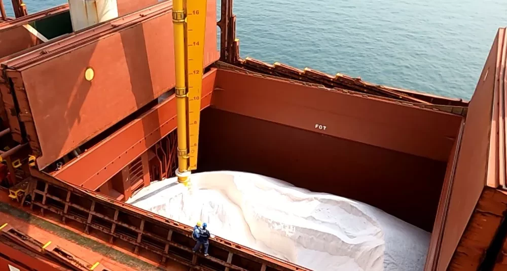 Unloading with Siwertell ship unloader