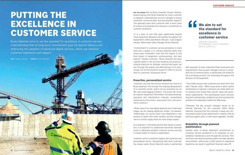 Spread from Bruks Siwertell News mag