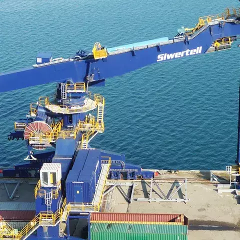 Blue Siwertell Ship unloader for coal, Taiwan