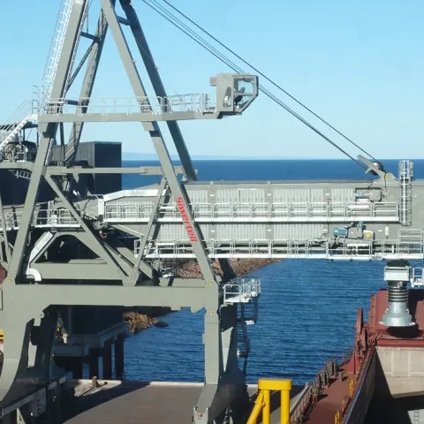 Grey Siwertell Ship loader in operation