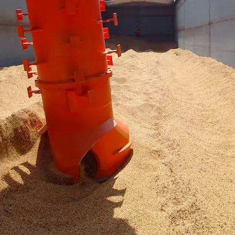 Orange Siwertell Ship unloader in operation