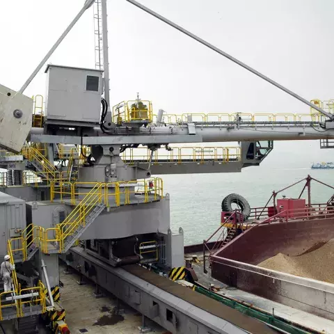 White Siwertell Ship loader in operation