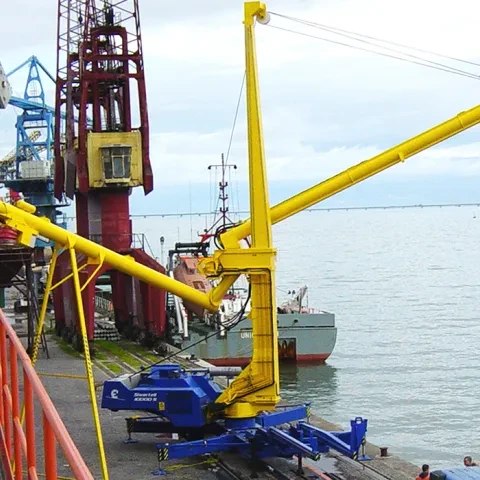 Yellow Siwertell Ship unloader in operation