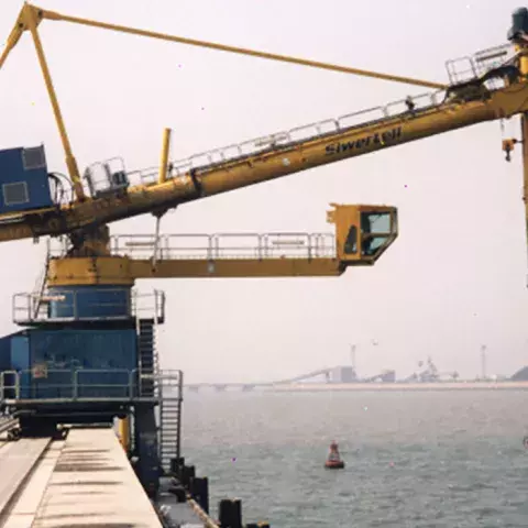 Yellow Siwertell Ship unloader for cement, Korea