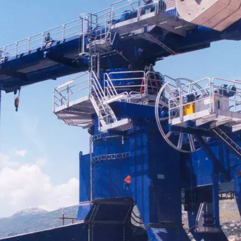 Blue Siwertell Ship unloader for coal, Croatia