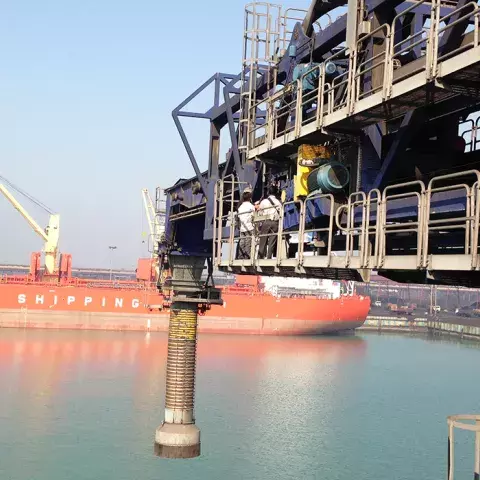 Blue Siwertell ship loader for Iron ore, India
