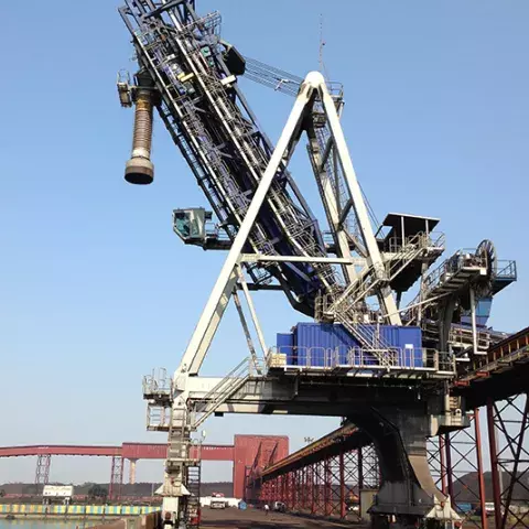 Blue Siwertell ship loader for Iron ore, India