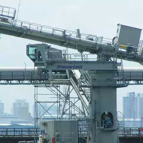 White Siwertell Ship unloader for limestone, Singapore