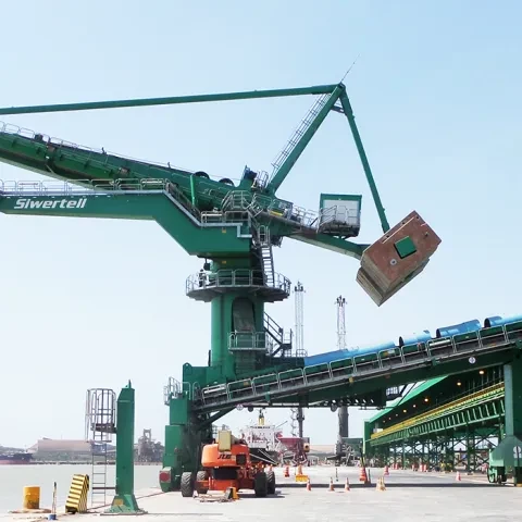 Green Siwertell Ship unloader for coal, Brazil