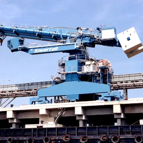 Blue Siwertell Ship unloader for coal, China