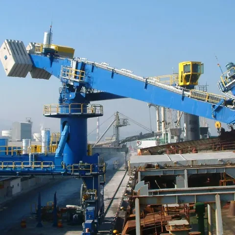 Blue Siwertell Ship unloader for Fertiliser, South Korea