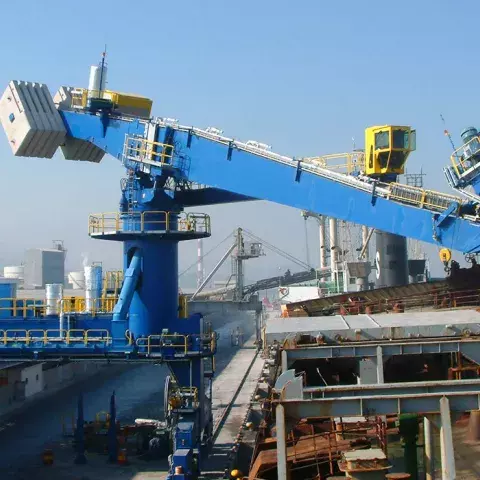 Blue Siwertell Ship unloader for Fertiliser, South Korea