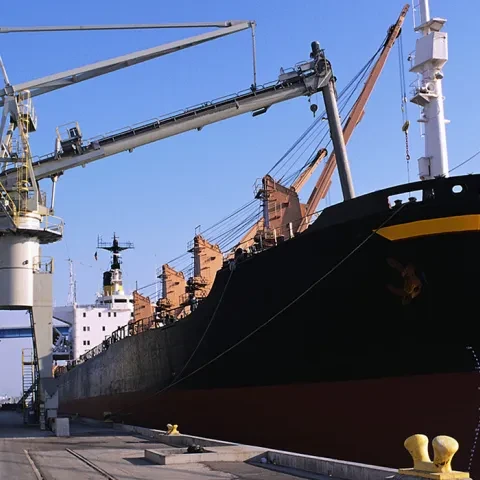 White Siwertell Ship unloader in operation