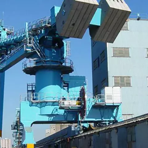 Blue Siwertell Ship unloader for grain, United Kingdom