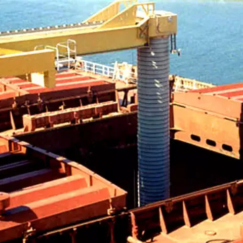 Yellow Siwertell Ship loader in operation