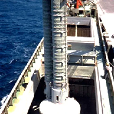 Grey Siwertell spout in operation