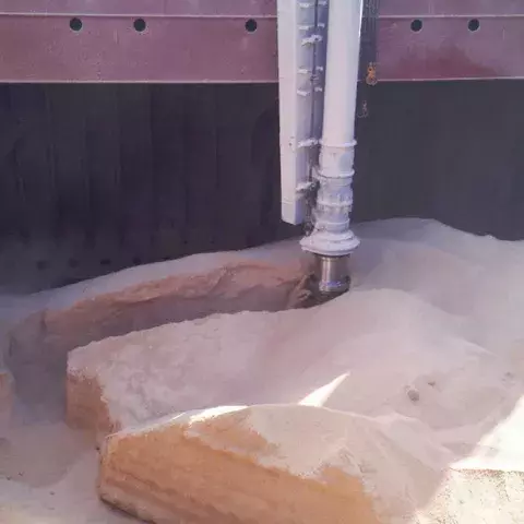 Blue Siwertell Ship unloader for grain, Yemen