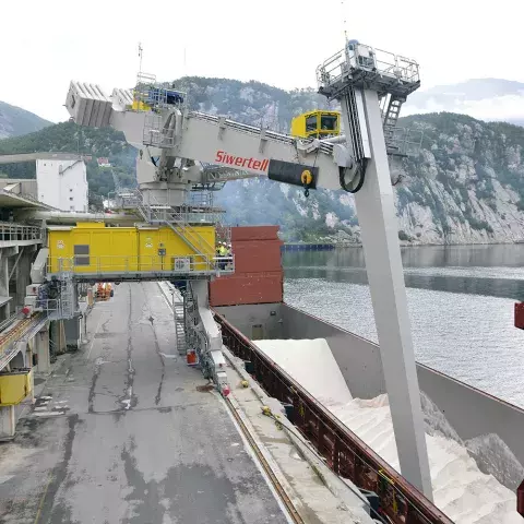 Siwertell unloader in Glomfjord, Norway