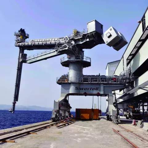 Siwertell ship unloader in South Port Aqaba, Jordan