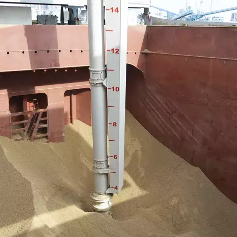 Siwertell ship unloader unloading biomass