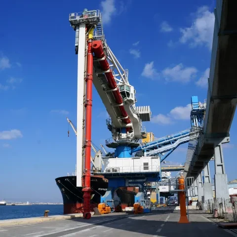 Siwertell ship unloader at Dagon Grain Terminal