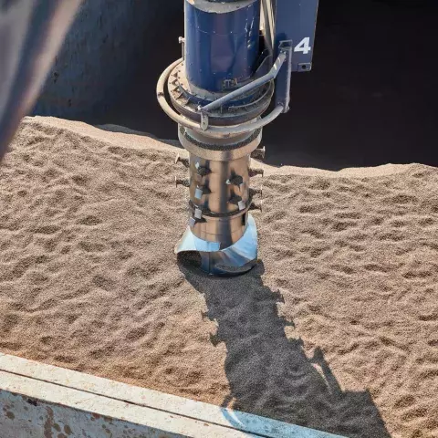 Siwertell ship unloader handling biomass