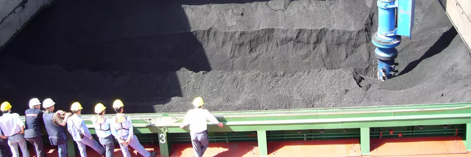 People looking at  unloading of coal