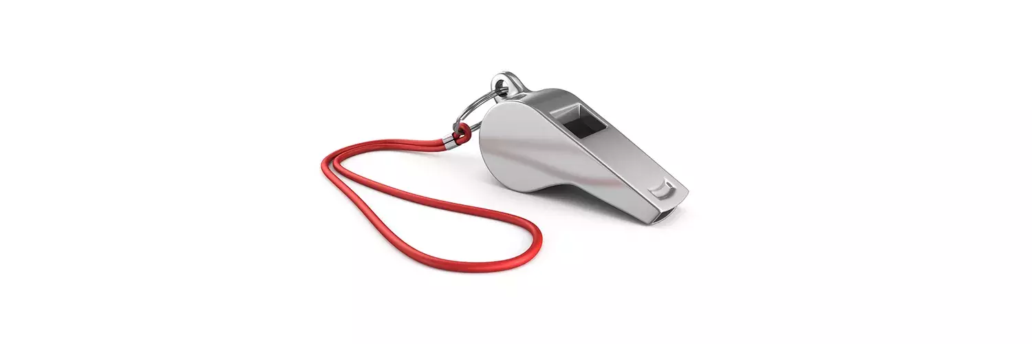 Whistle in silver with red ribbon