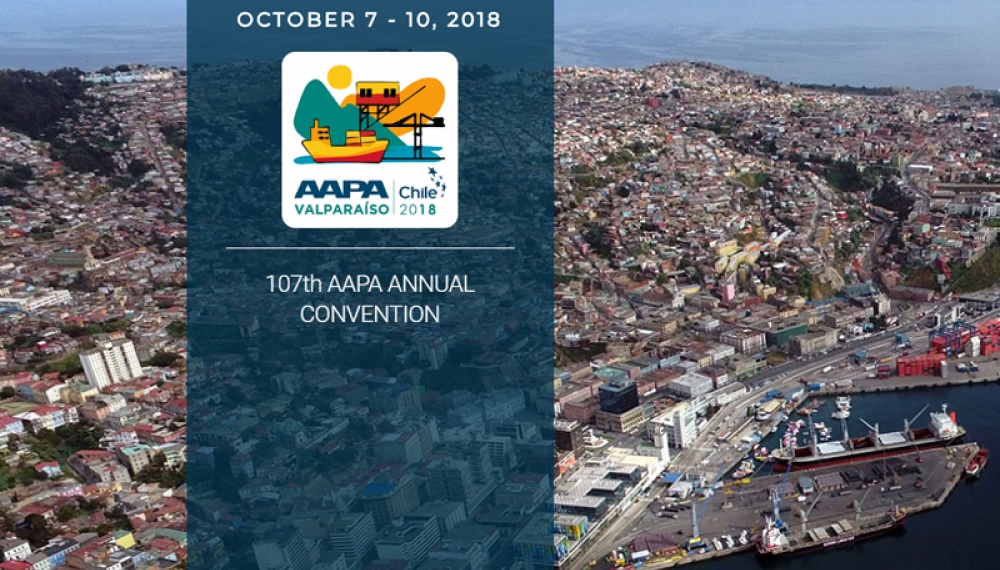 AAPA logo and text with air view of Valparaiso behind