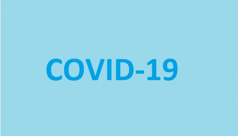 Covid19 text on blue background