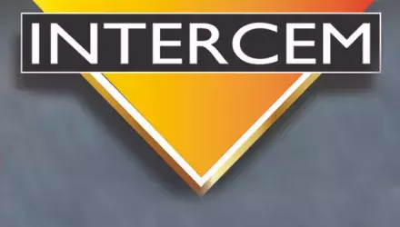 Intercem logo on gray background