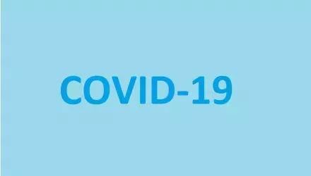 Covid19 text on blue background
