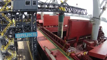 Ship loader in operation to ship