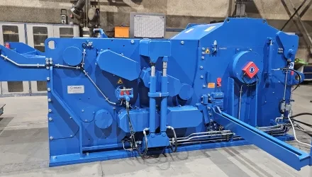 Blue drum chipper