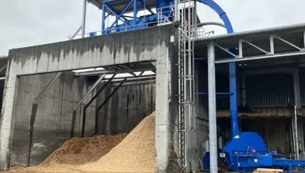 a blue chipping machine