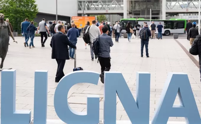 Ligna sign outside of event building in Hannover
