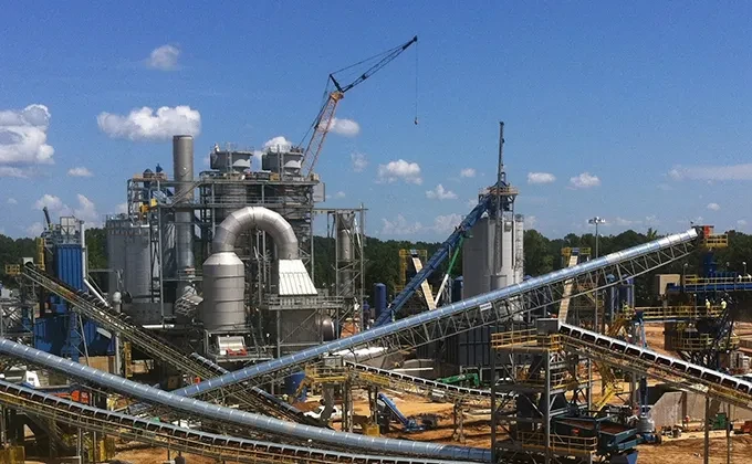 big factory with long conveying belts