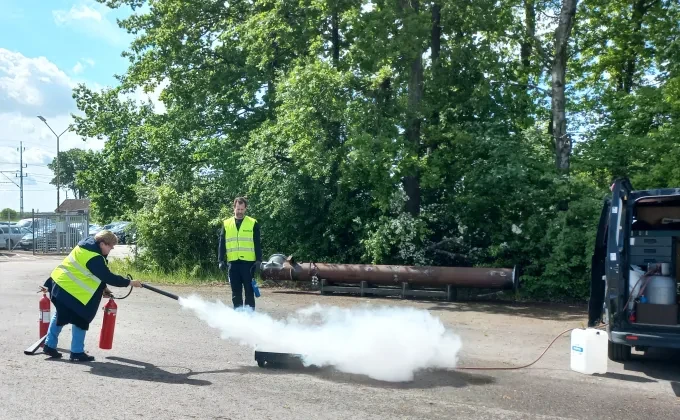 Fire safety training outside