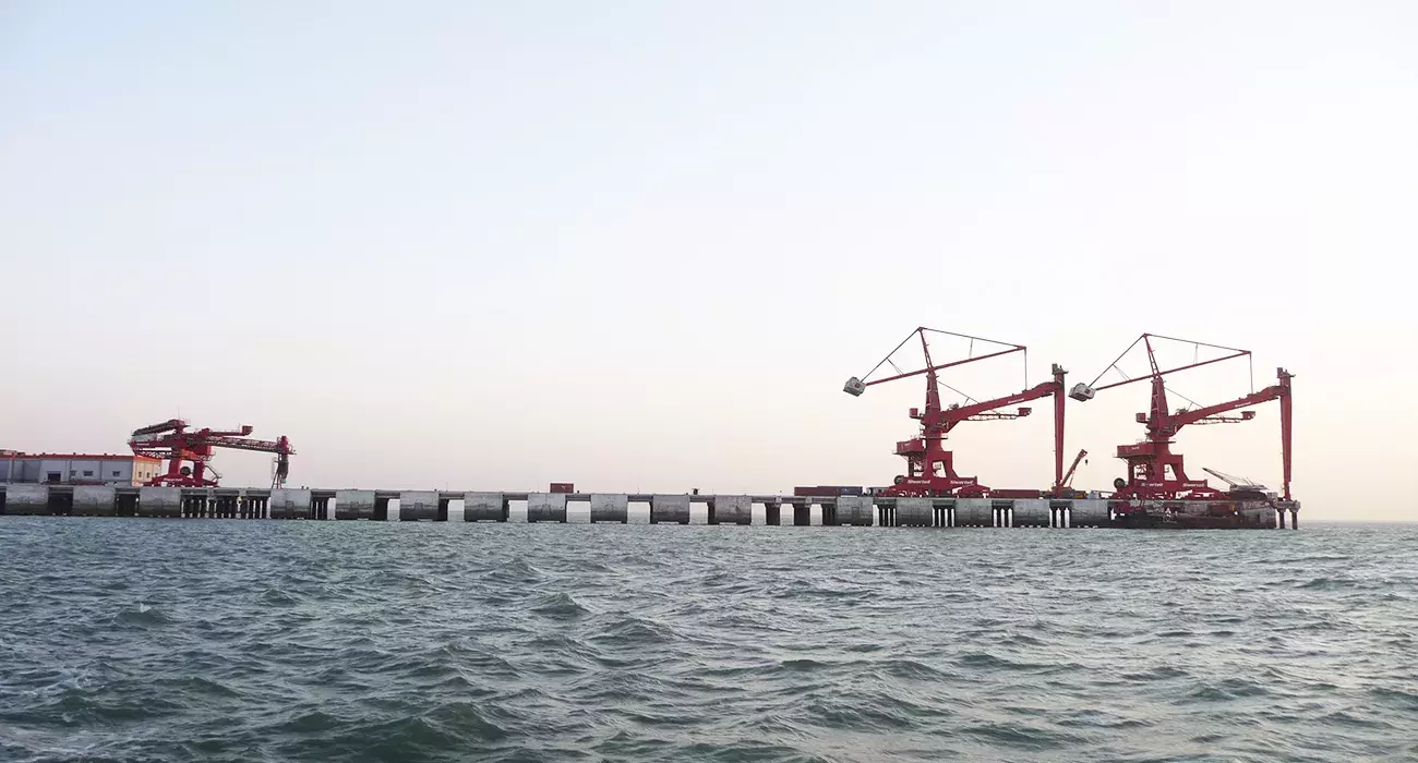 Red Siwertell Ship unloader for coal and petroleum coke, India